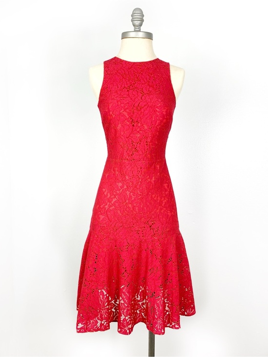 H&M Dresses & Skirts - H&M Red Lace Midi Fit-and-Flare Dress 4 NWT